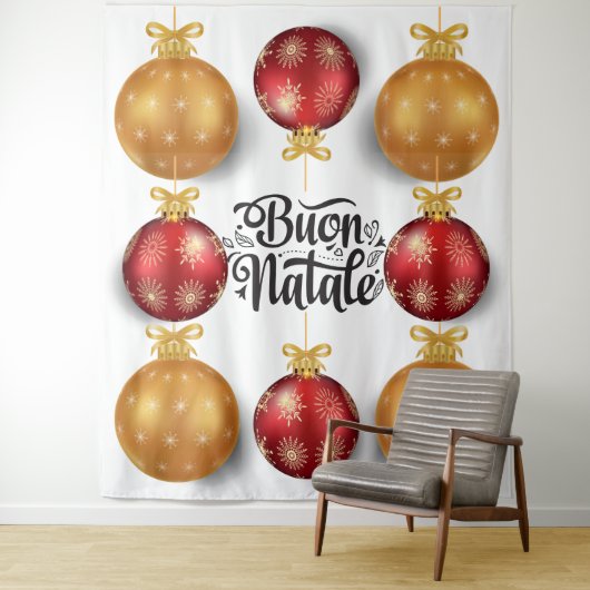 Tenture Baubles de vacances en or rouge italien Buon Natal (En situation)