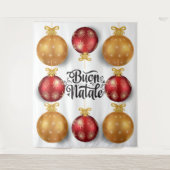Tenture Baubles de vacances en or rouge italien Buon Natal (Devant)
