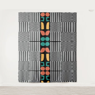 Tenture Bauhaus Abstrait Géométrique de Milieu de Siècle S