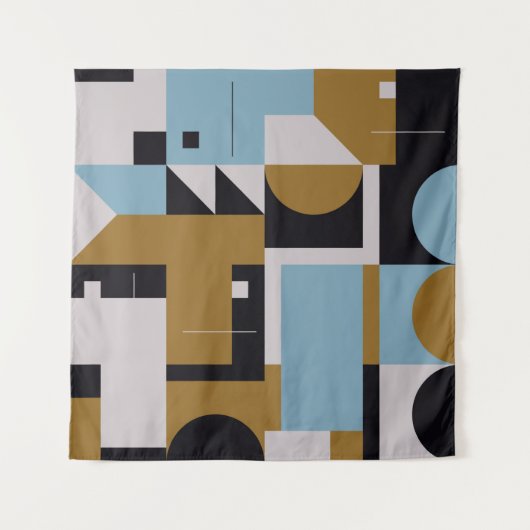 Tenture Bauhaus composition artwork made with abstract ele (Devant)