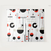 Tenture Bauhaus noir rouge formes géométriques sur blanc (Devant (Horizontal))