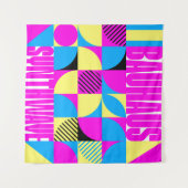 Tenture Bauhaus Synthwave #1 (fuchsia/magenta-blue) (Devant (Horizontal))