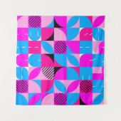 Tenture Bauhaus Synthwave #3 poster (rose-bleu) (Devant (Horizontal))