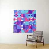 Tenture Bauhaus Synthwave #3 (rose-bleu) — affiche abstrai (En situation (horizontale))