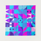 Tenture Bauhaus Synthwave #4 (rose-bleu) — affiche abstrai (Devant (Horizontal))