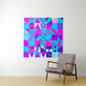 Tenture Bauhaus Synthwave #4 (rose-bleu) — affiche abstrai (En situation)