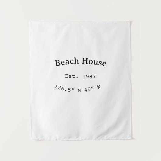 Tenture Beach house et. Date année coordonnées personnalis (Devant)