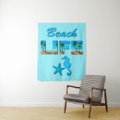 Tenture Beach Life Word Art avec sable et palmiers (En situation)