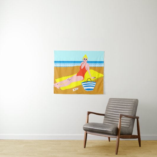Tenture Beachy Keen - Jaune (En situation (horizontale))
