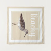 Tenture Beachy Sandpiper Bird & Sandy Beige Beige (Devant (Horizontal))
