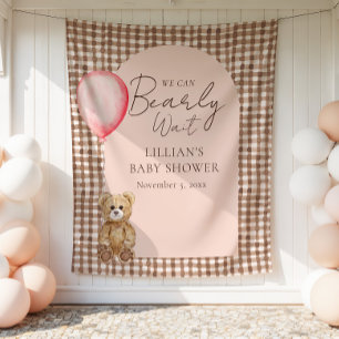 Tenture Bearly Wait Teddy Oear Girl Baby shower fond