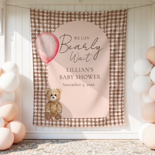 Tenture Bearly Wait Teddy Oear Girl Baby shower fond