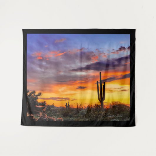 Tenture Beau Arizona Sunset Saguaro Et Cholla Cactus (Devant (Horizontal))