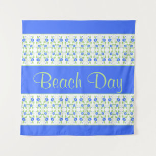 Tenture Beau Bleu Blanc Et Vert Doux Motif