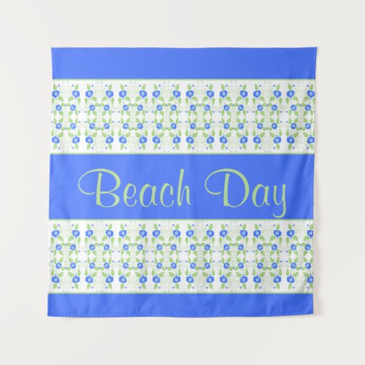 Tenture Beau Bleu Blanc Et Vert Doux Motif (Devant)
