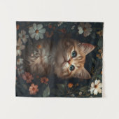 Tenture Beau chaton orange avec Fleur sauvage (Devant (Horizontal))