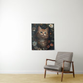 Tenture Beau chaton orange avec Fleur sauvage (En situation)