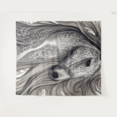 Tenture Beau Cheval Gris Argent Orné avec/ Flower Mane (Devant (Horizontal))