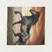 Tenture Beau Cheval Noir (Devant (Horizontal))