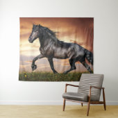 Tenture Beau Cheval Noir (En situation (horizontale))