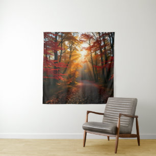 Tenture Beau coucher de soleil Forêt d'automne paysage