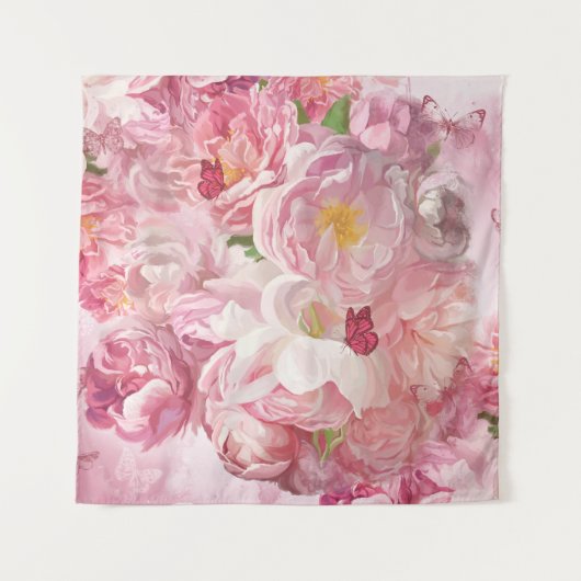 Tenture Beau jardin fleuri rose (Devant)