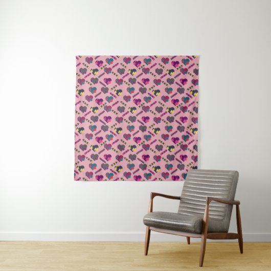 Tenture Beau Motif de Coeurs (En situation)