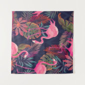 Tenture Beau motif tropical transparent avec flamme rose (Devant (Horizontal))