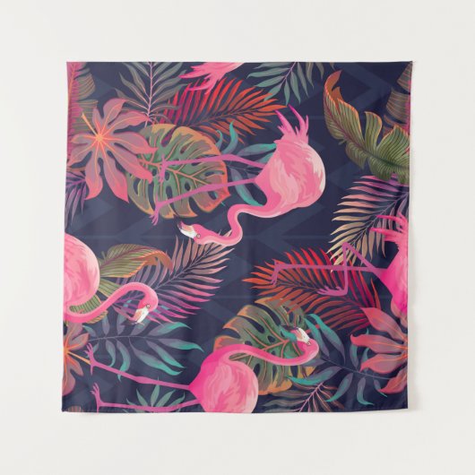 Tenture Beau motif tropical transparent avec flamme rose (Devant (Horizontal))