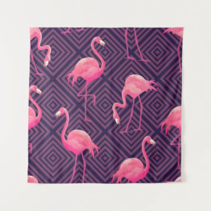 Tenture Beau motif tropical transparent avec flamme rose