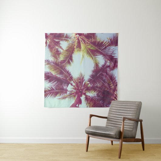 Tenture Beau palmier tropical autour de l'océan (En situation (horizontale))