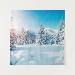 Tenture Beau paysage de nature hivernale, montagne extraor