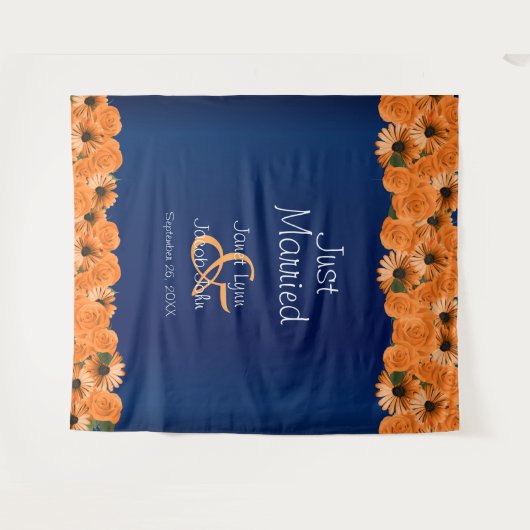 Tenture Beau Rose orange et bleu marine (Devant (Horizontal))