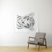 Tenture Beau Tigre Blanc Avec Yeux Bleus (En situation (horizontale))