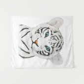 Tenture Beau Tigre Blanc Avec Yeux Bleus (Devant (Horizontal))