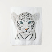 Tenture Beau Tigre Blanc Avec Yeux Bleus (Devant)