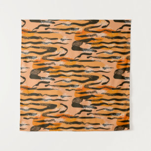 Tenture Beau tigre transparent motif, couleur pêche