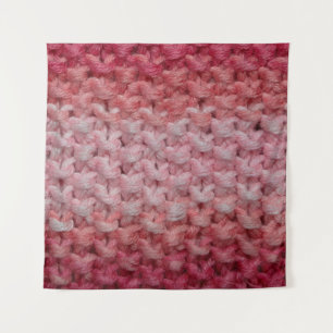 Tenture beau tissu tricoté aux tons rouge et beige, c