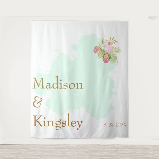 Tenture Beau Vert Citron 💚 Élégant Mariage Bohème (Devant)