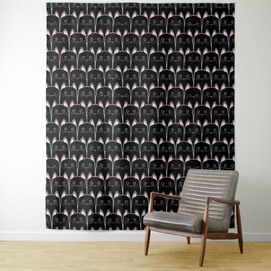Tenture Beaucoup de Motif de chats noirs (En situation)