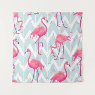 Tenture Beautiful seamless tropical pattern with pink flam