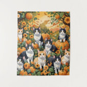 Tenture Beaux Chats Et Citrouilles En Automne (Devant)