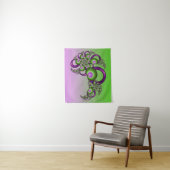 Tenture Beaux cœurs roses verts modernes abstraits fractal (En situation)