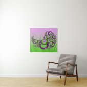 Tenture Beaux cœurs roses verts modernes abstraits fractal (En situation (horizontale))