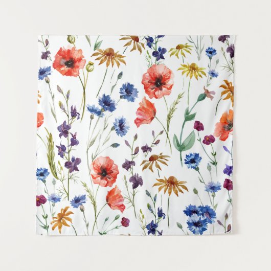 Tenture Beaux fleurs sauvages, aquarelle, pavot, fleur de (Devant)