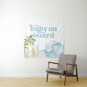 Tenture Bébé à bord Surf Baby shower bébé fond