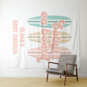 Tenture Bébé à bord surfboard Baby Shower plage (En situation (horizontale))