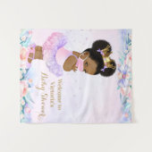Tenture Bébé Afro Violet Avec Baby shower Masque M fond (Devant (Horizontal))