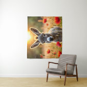 Tenture Bébé âne nature paisible champ de pavot rouge (En situation)