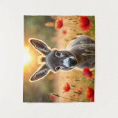 Tenture Bébé âne nature paisible champ de pavot rouge (Devant)